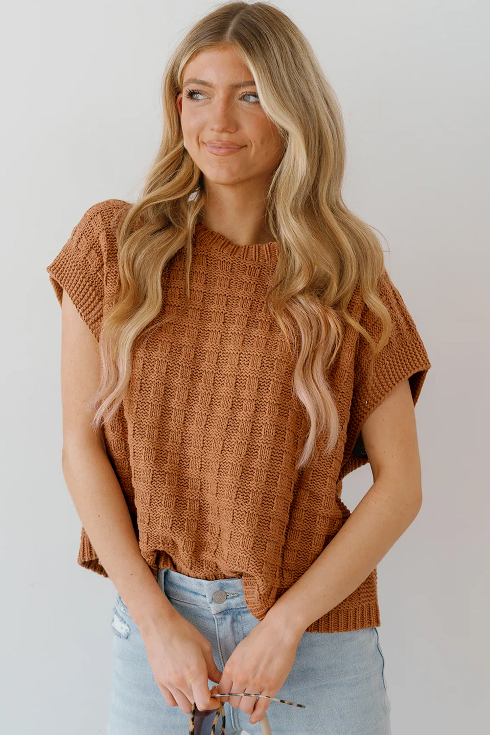 Round Neck Sleeve Sweater Vest