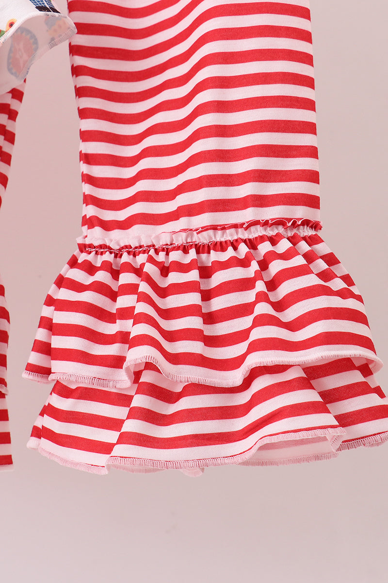 Red nutcracker print pants set