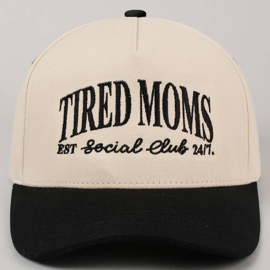 Tired Moms EST Social Club 24/7 Embroidery Cap: Black / ONE SIZE