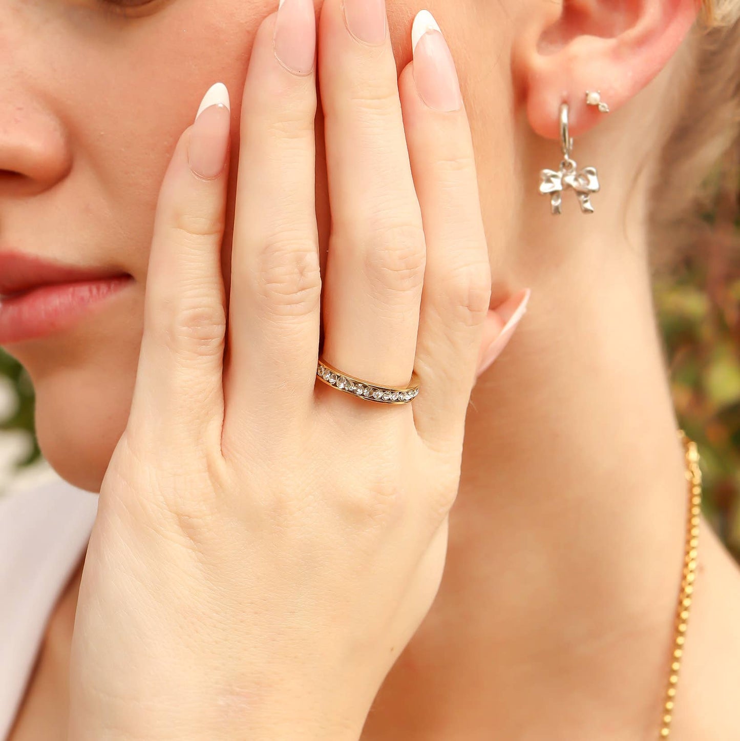 18K Gold PVD CZ Eternity Stainless Steel Ring: February / 6