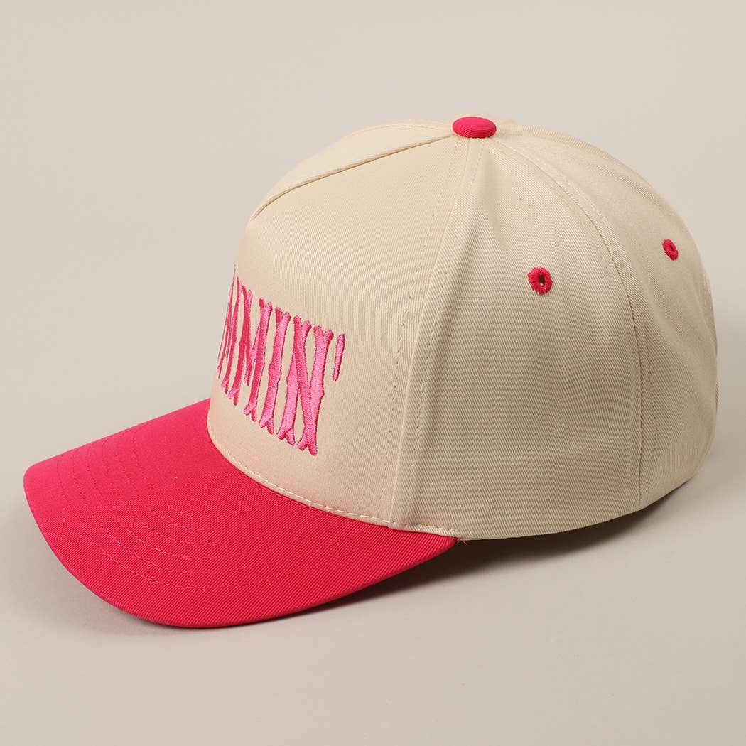 MOMMIN' Letter Embroidery Two-Tone Trucker Hat: Black / ONE SIZE