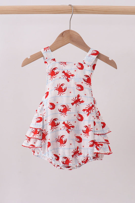 Lobster print muslin ruffle bubble
