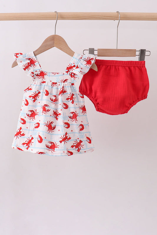 Lobster print muslin bloomer set