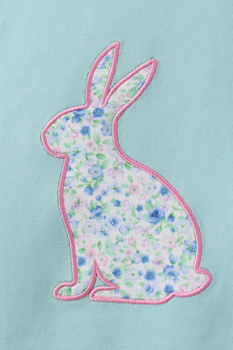 Green bunny applique dress