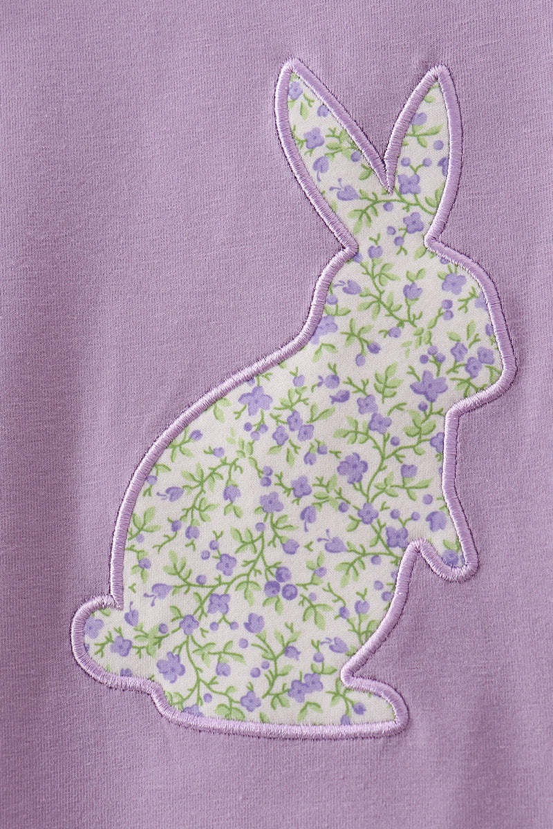 Purple bunny applique ruffle dress