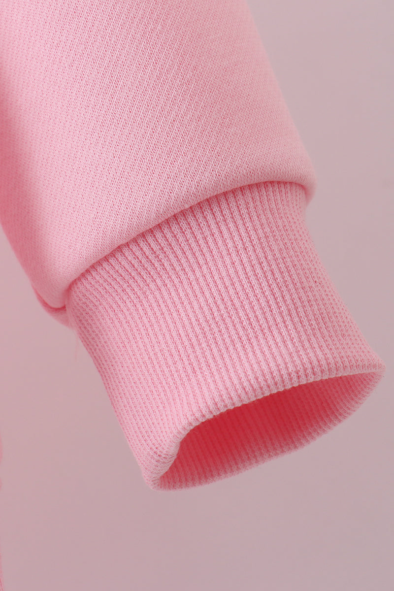 Pink heart love smile sequin fleece mom&me sweatshrit