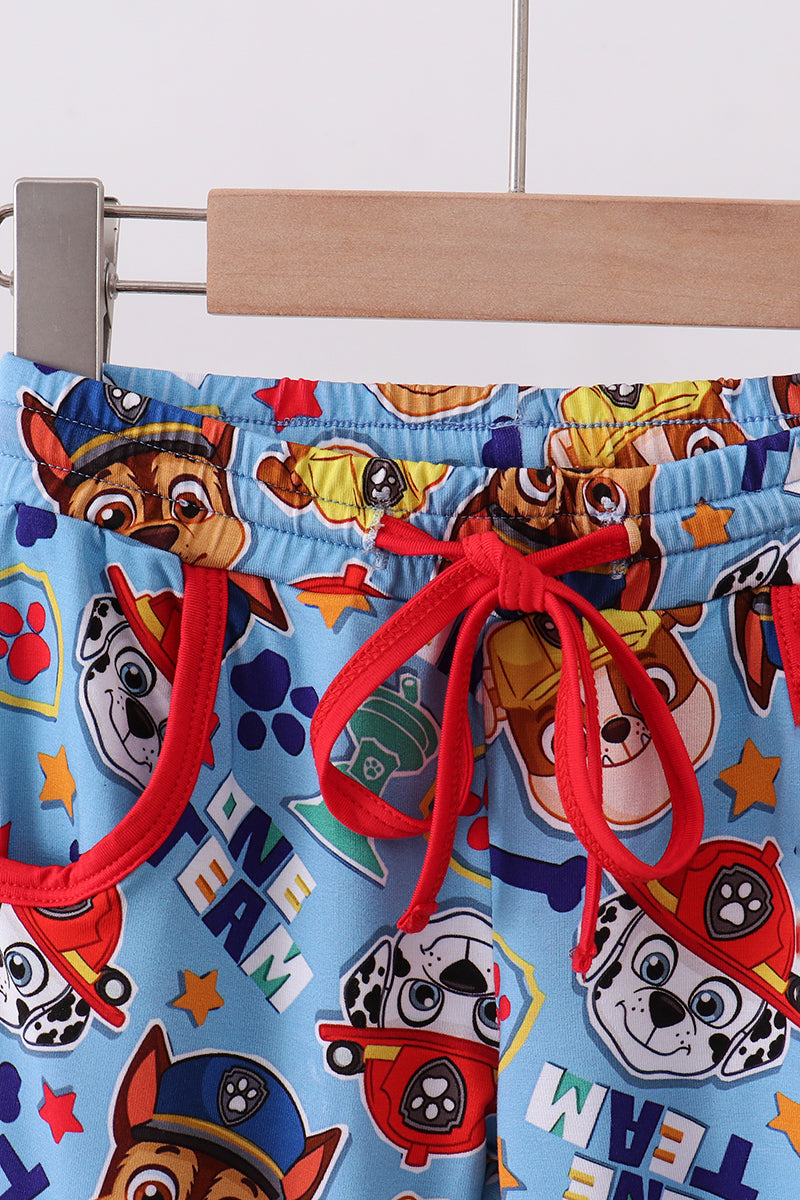 Blue character bamboo pants