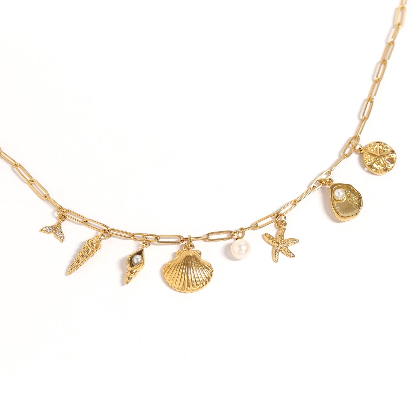 8mm Glass Pearl Charms: Kiska / Gold