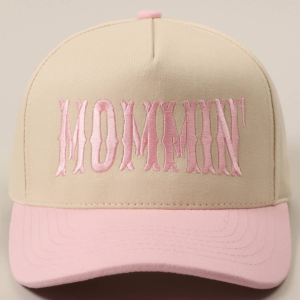 MOMMIN' Letter Embroidery Two-Tone Trucker Hat: Black / ONE SIZE