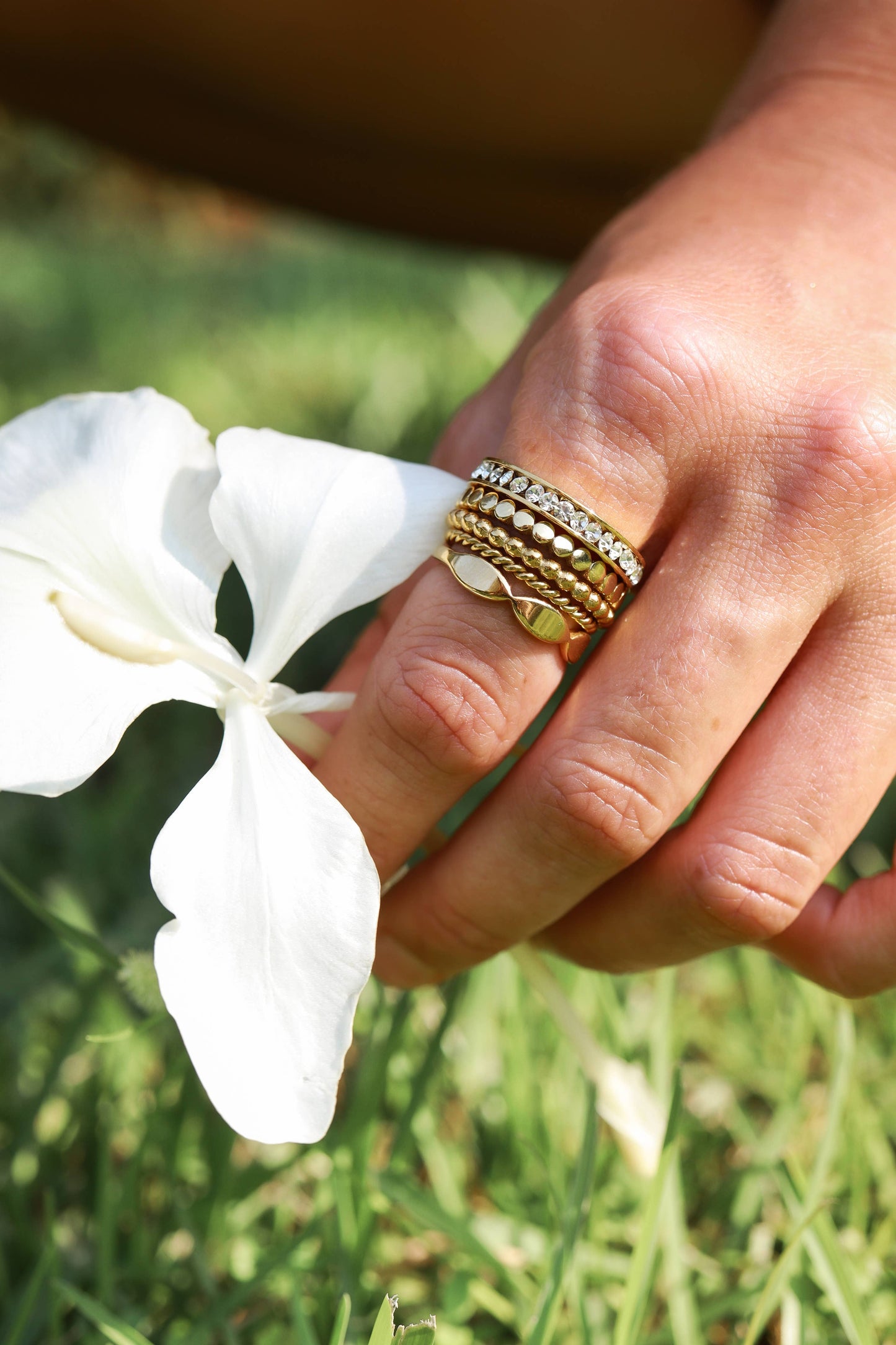 18K Gold PVD CZ Eternity Stainless Steel Ring: October / 7