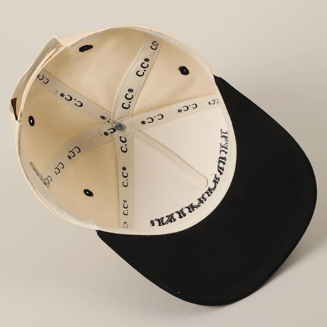 MOMMIN' Letter Embroidery Two-Tone Trucker Hat: Black / ONE SIZE