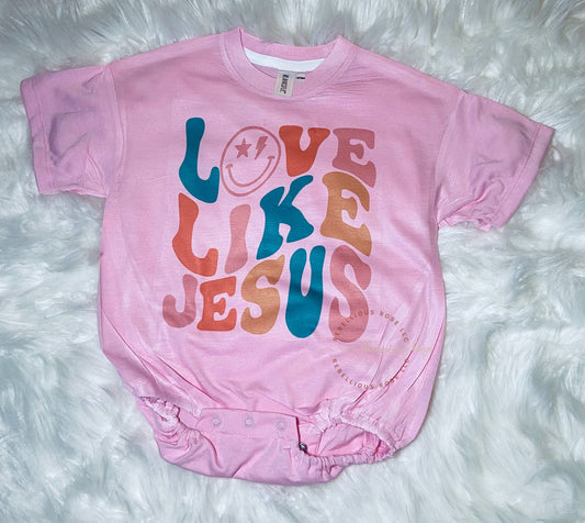 Love Like Jesus Oversized Baby Bubble Romper: 12-18M