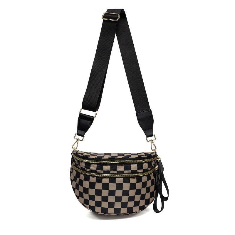 CROSSBODY ZIPPER REMOVAL STRAP SLING BUM BAG | 40P593: Brown