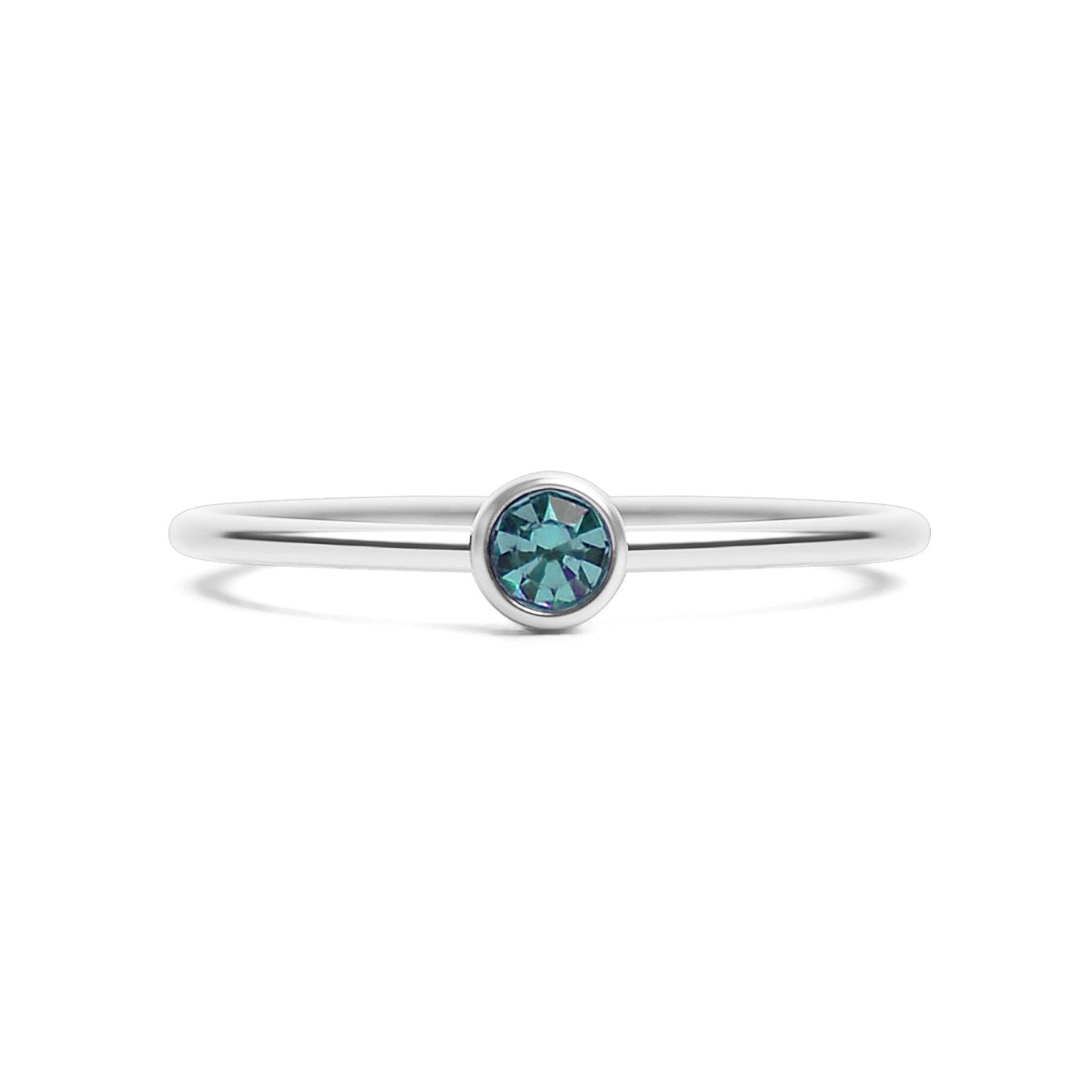 Stainless Steel Birthstone Stacking Ring: March / 7