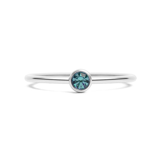 Stainless Steel Birthstone Stacking Ring: March / 7