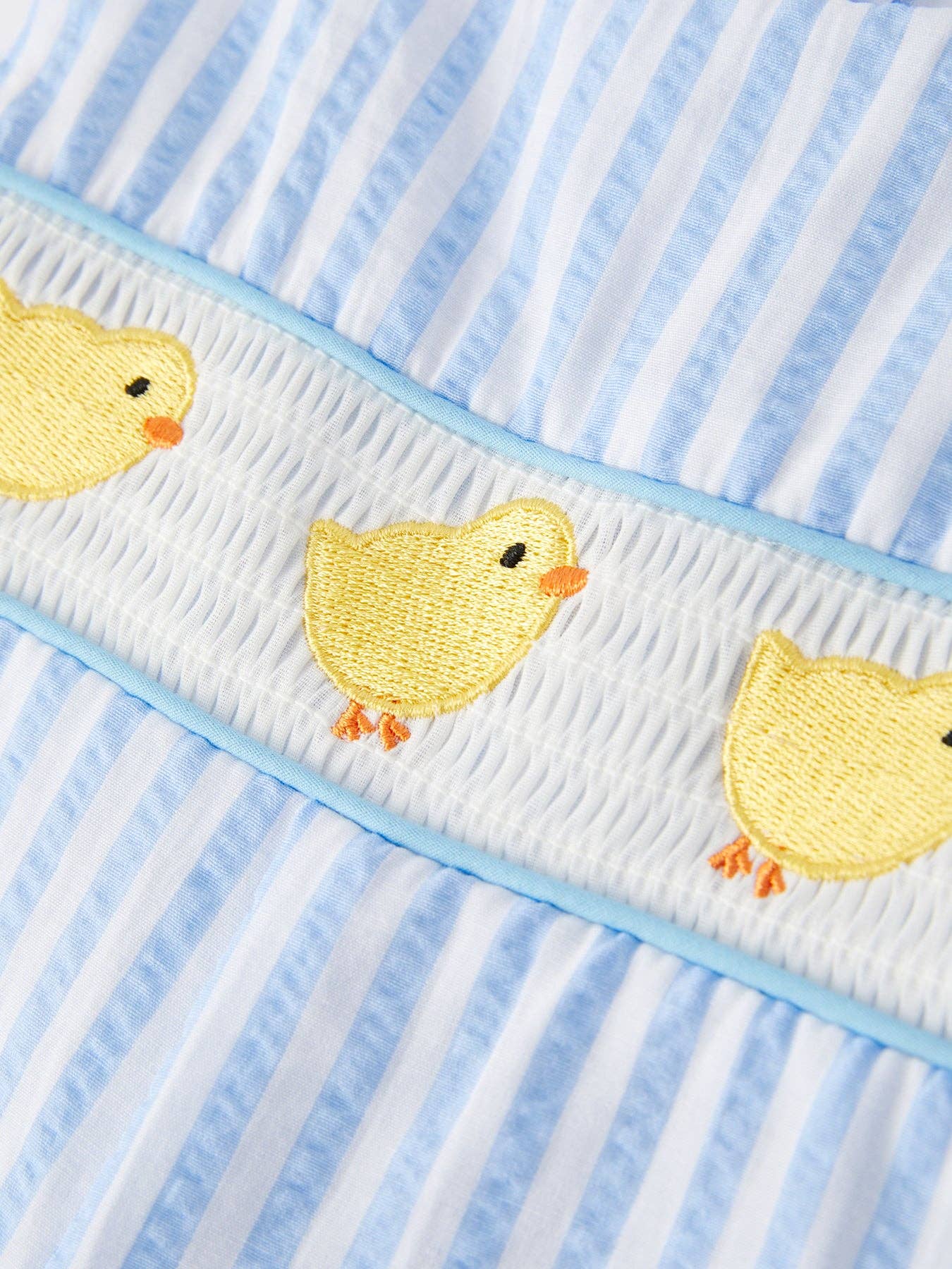 Spring and Summer Chicken Embroidery Blue Boy Romper: 18M