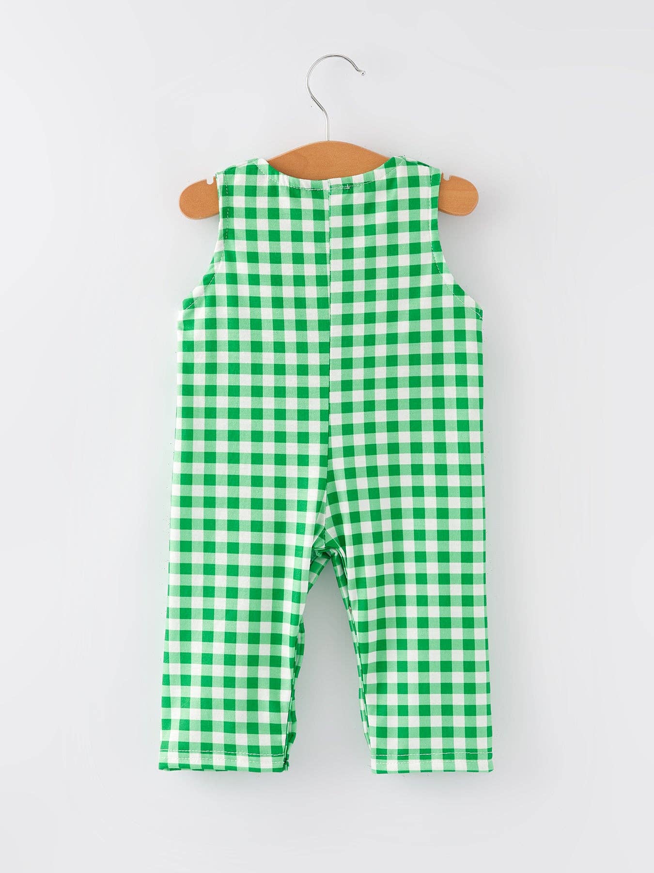 St. Patrick's Day Smocking Embroidered Green Plaid Boys' Romper: 12M