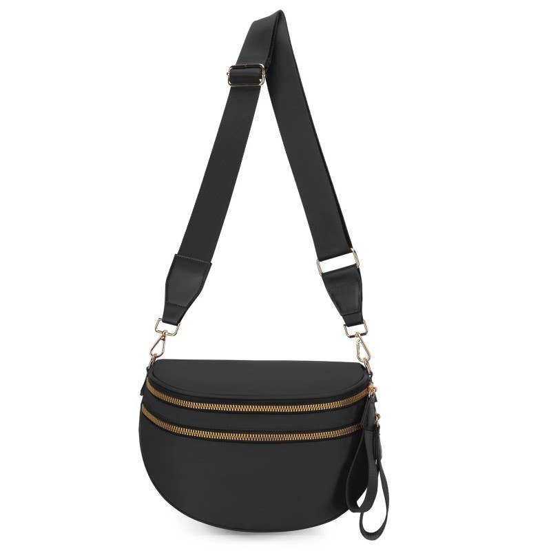 CROSSBODY ZIPPER REMOVAL STRAP SLING BUM BAG | 40P593: Brown