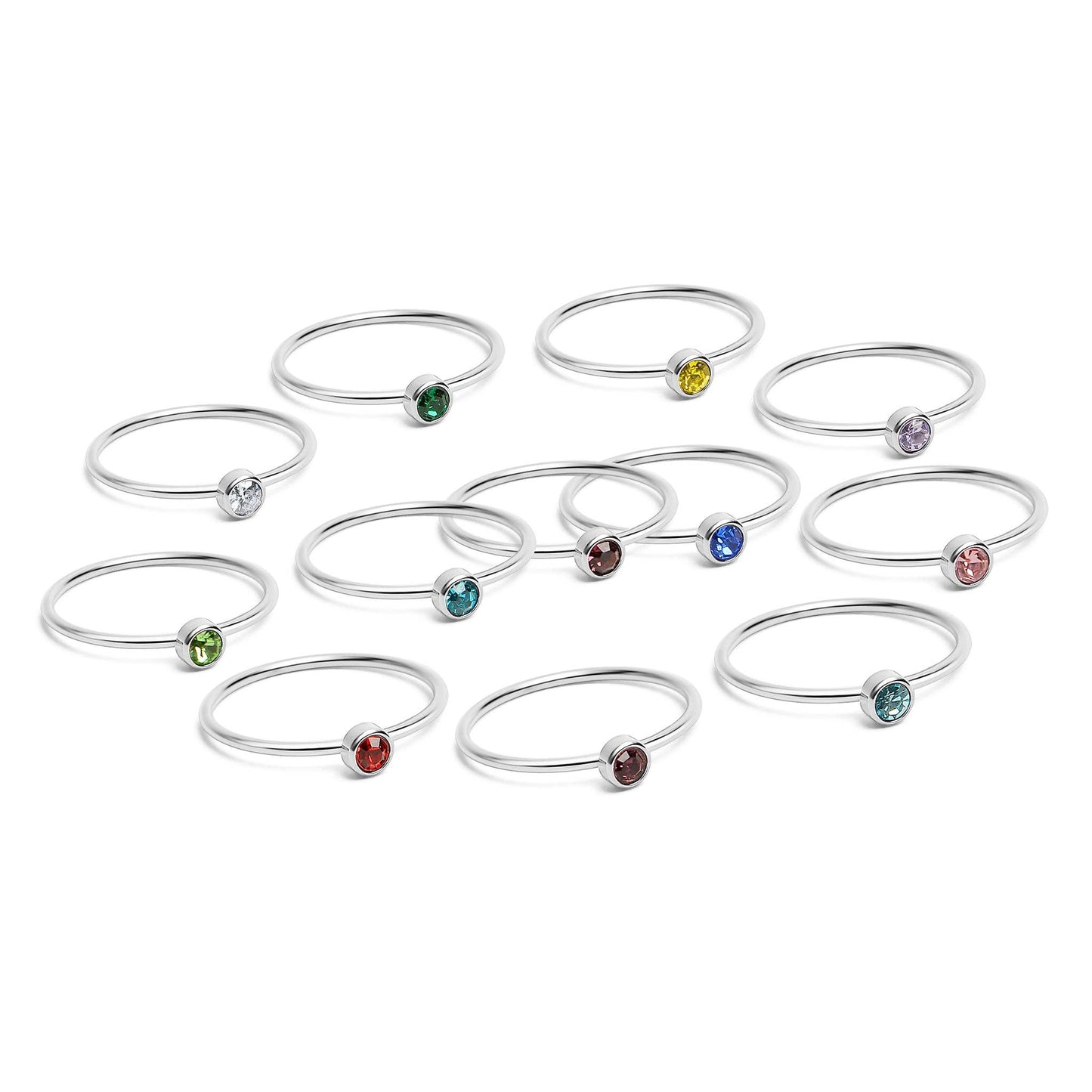 Stainless Steel Birthstone Stacking Ring: March / 7