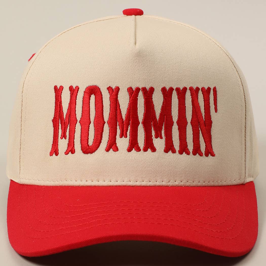 MOMMIN' Letter Embroidery Two-Tone Trucker Hat: Black / ONE SIZE