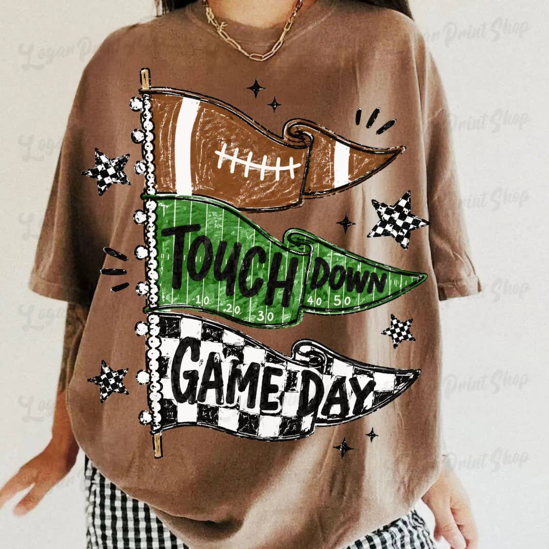 Retro Football Game Day Tee: Espresso / XL