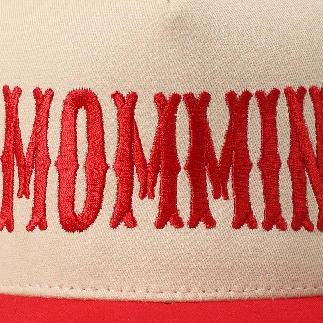 MOMMIN' Letter Embroidery Two-Tone Trucker Hat: Black / ONE SIZE