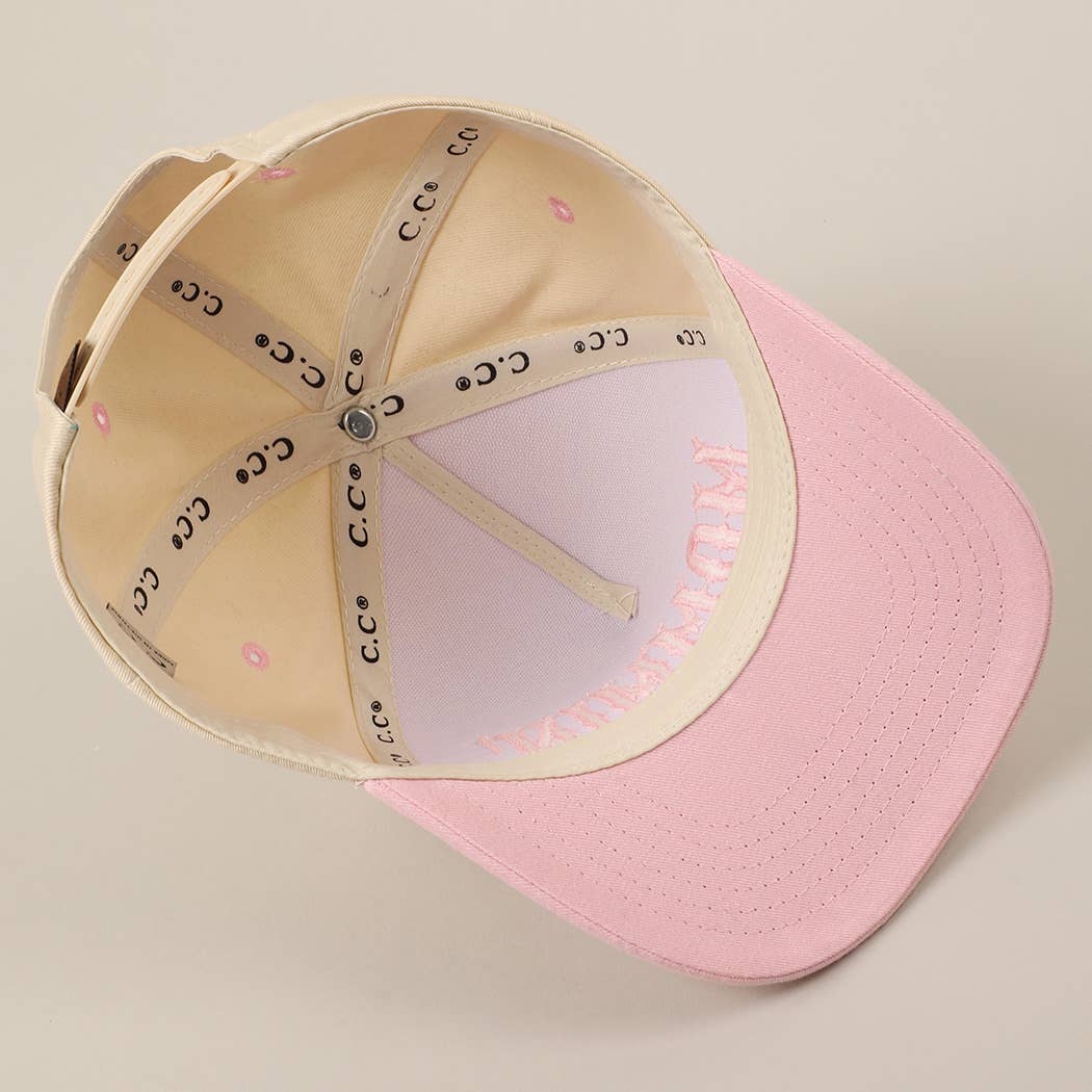 MOMMIN' Letter Embroidery Two-Tone Trucker Hat: Black / ONE SIZE