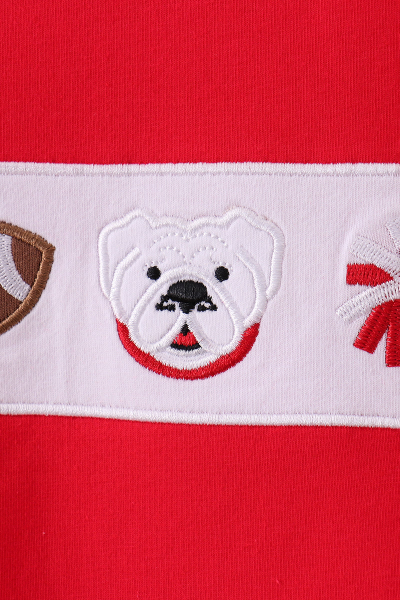 Premium Red Georgia bulldog embroidery top
