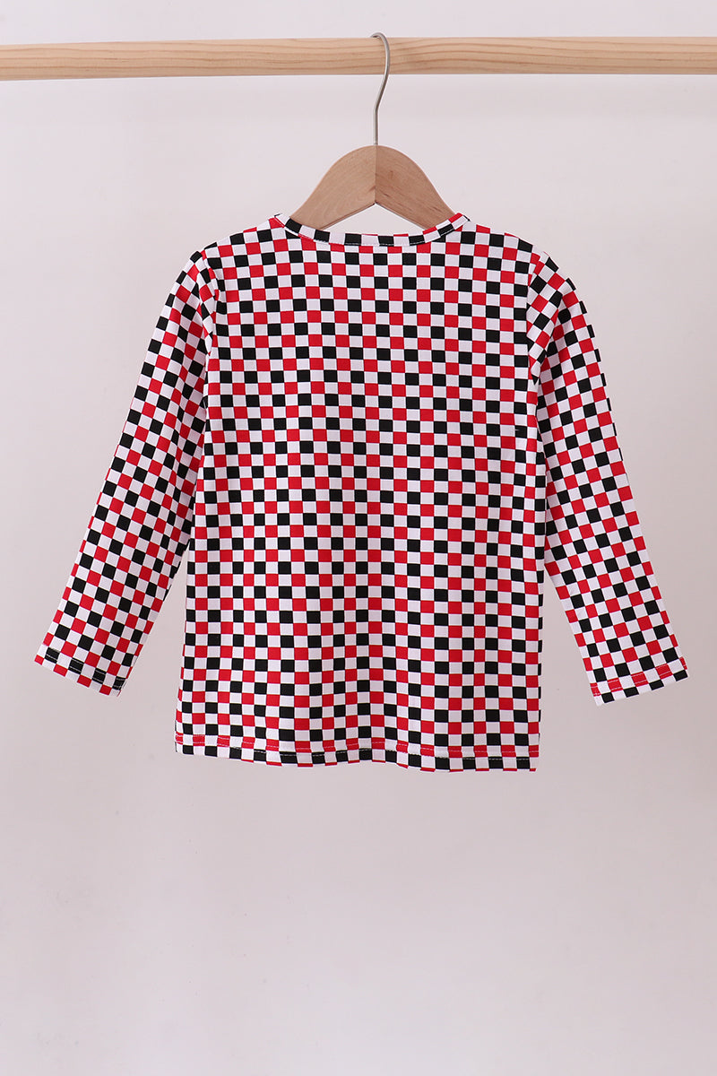 Checkered Georgia dog embroidery top