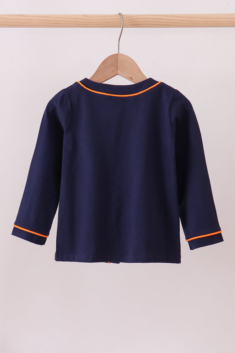 Premium Navy Auburn tiger embroidery cardigan