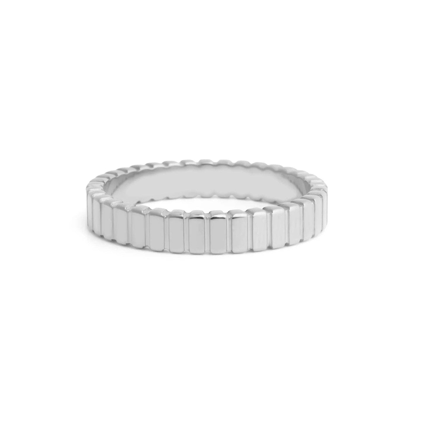 18K Gold PVD Stainless Steel Fluted Stacking Ring: Gold / 7
