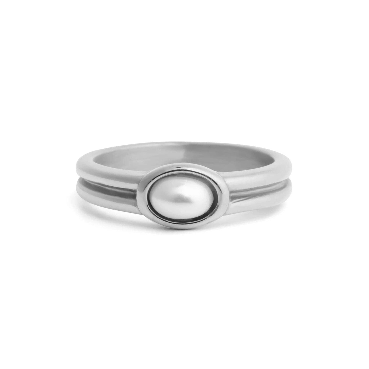 18K Gold PVD Stainless Steel Pearl Statement Ring: Gold / 7