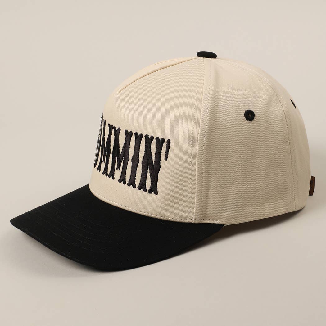 MOMMIN' Letter Embroidery Two-Tone Trucker Hat: Black / ONE SIZE
