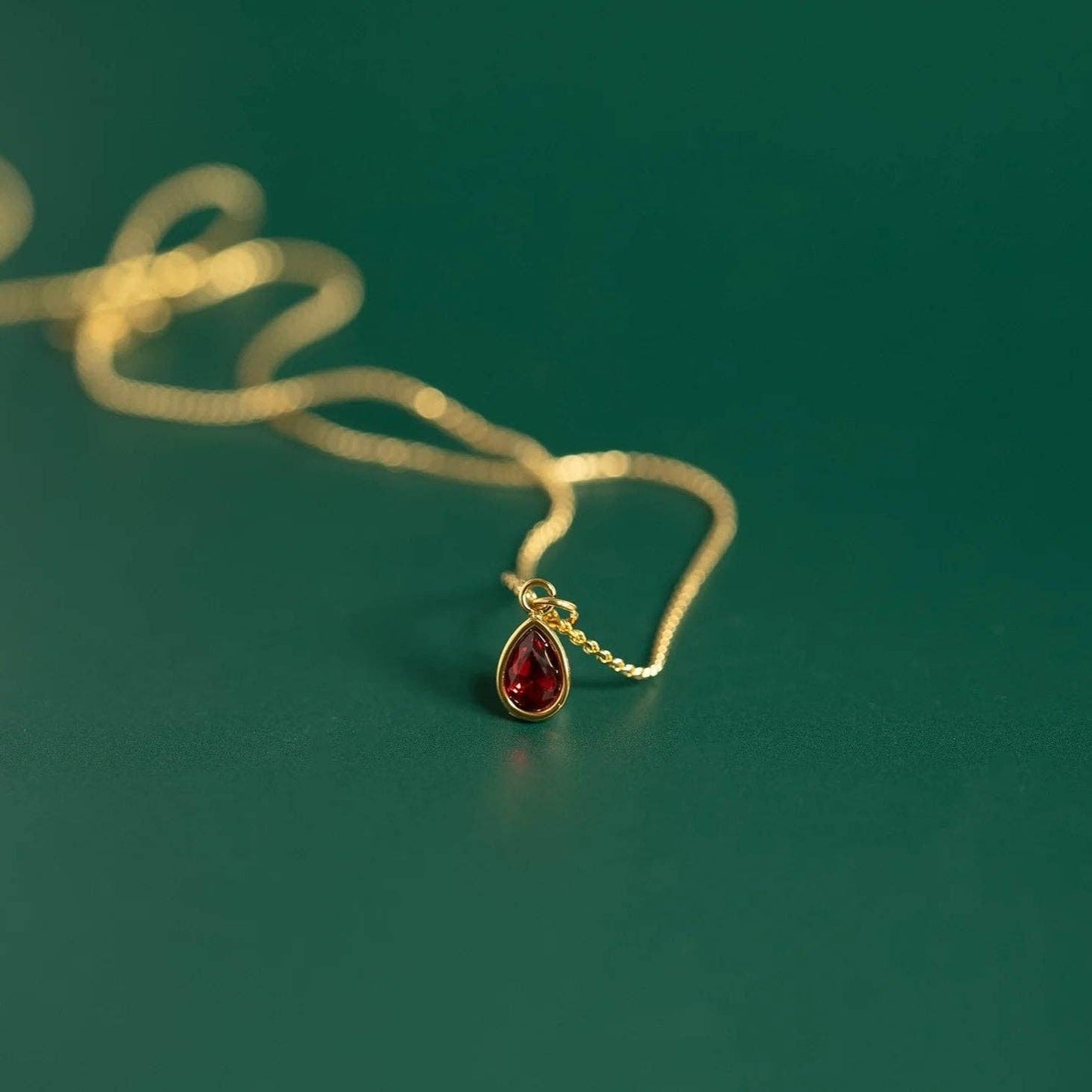 18K Gold PVD Teardrop Birthstone Charm: January