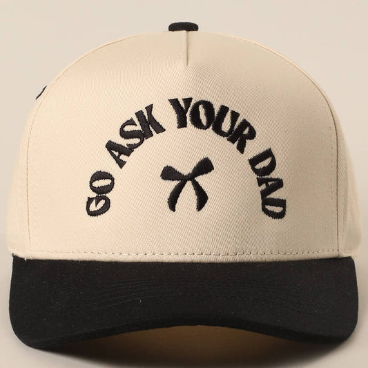 GO ASK YOUR DAD Embroidery Two-Tone Trucker Hat: BLACK / One Size