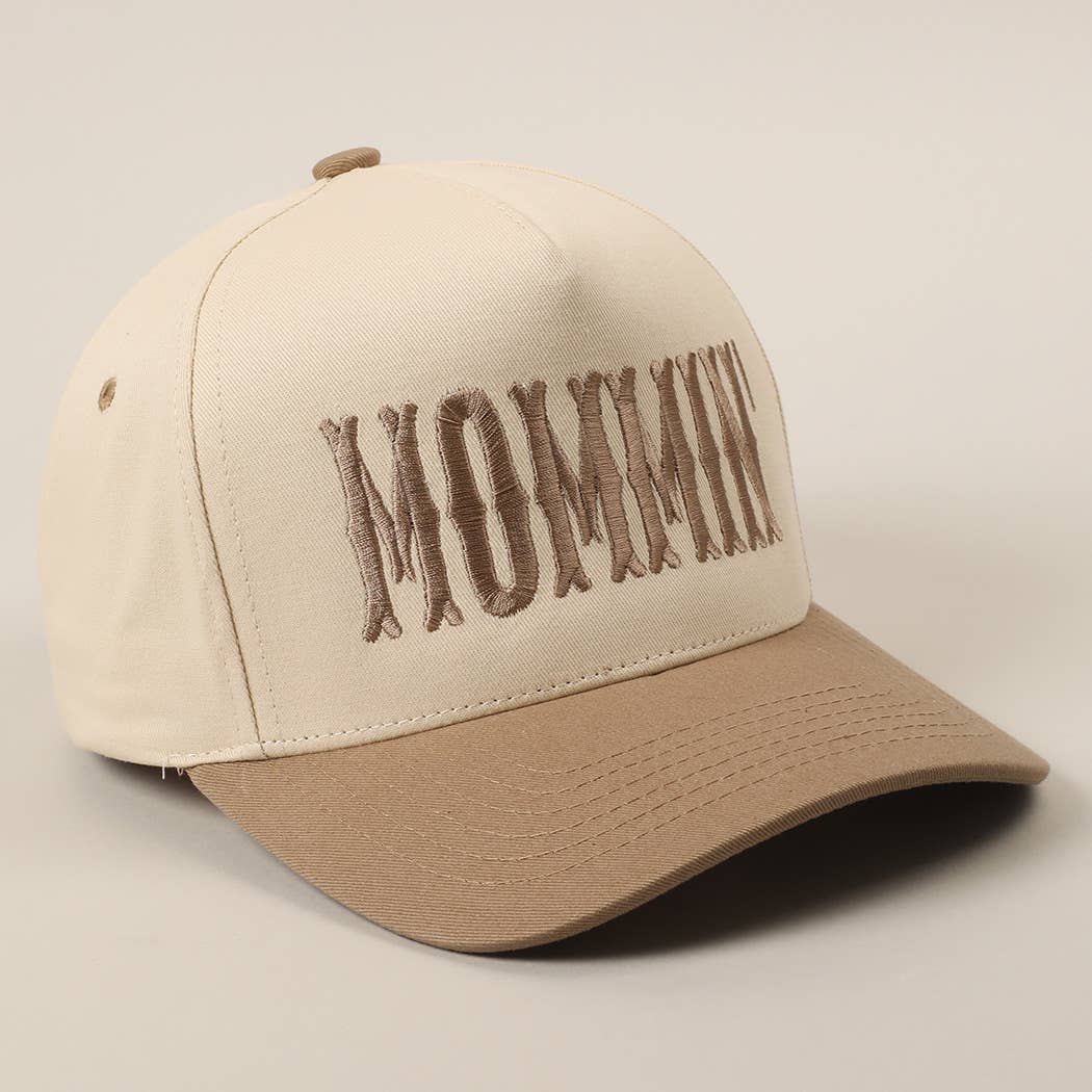 MOMMIN' Letter Embroidery Two-Tone Trucker Hat: Black / ONE SIZE