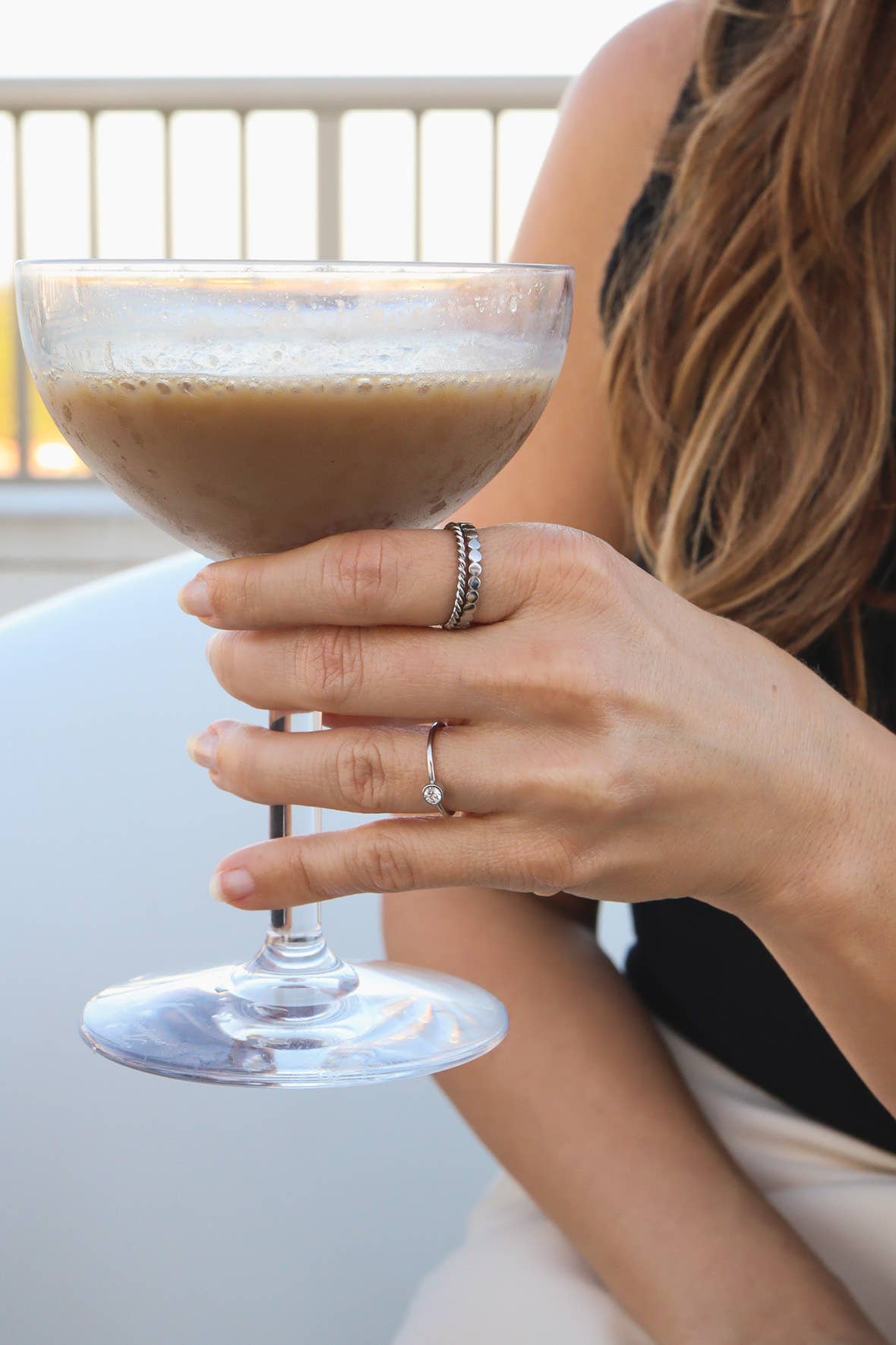 Stainless Steel Birthstone Stacking Ring: March / 7