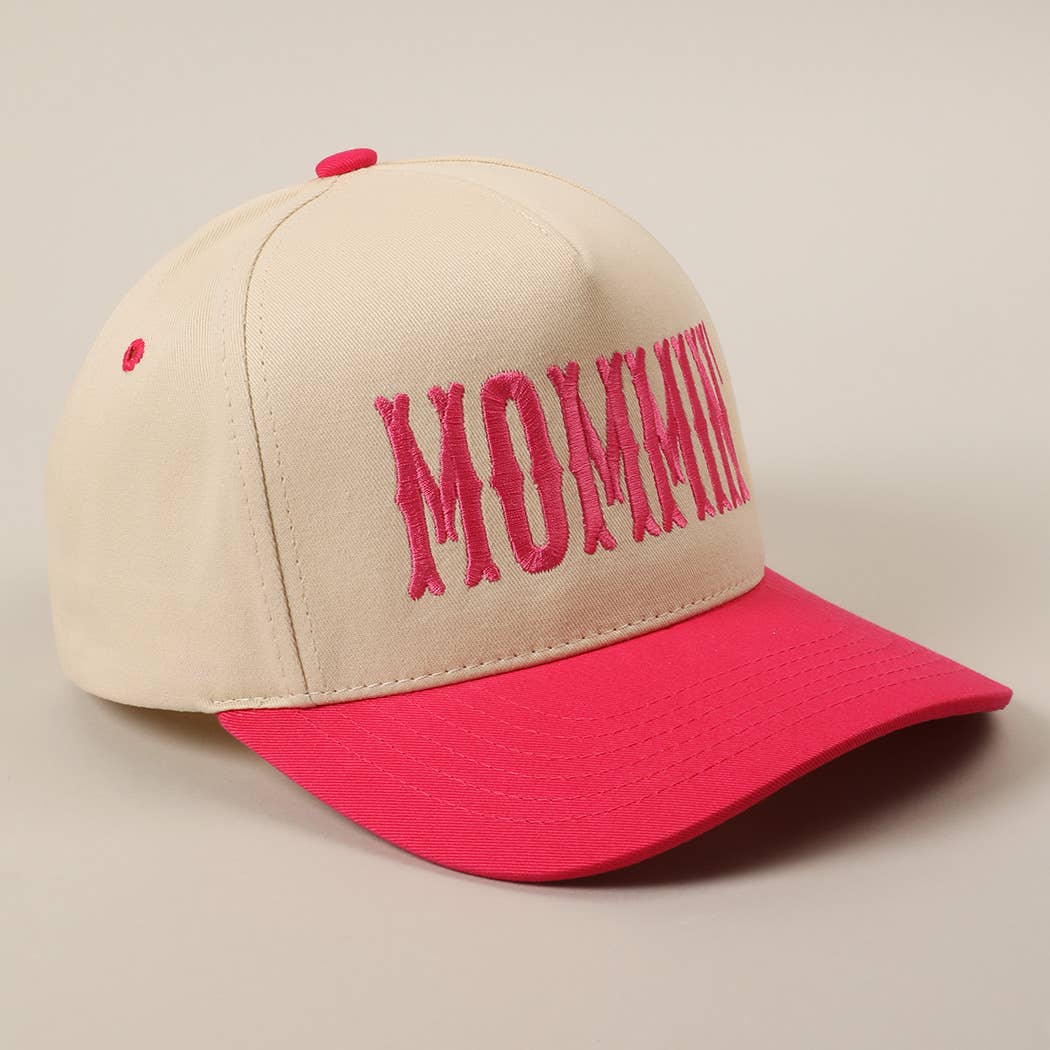 MOMMIN' Letter Embroidery Two-Tone Trucker Hat: Black / ONE SIZE