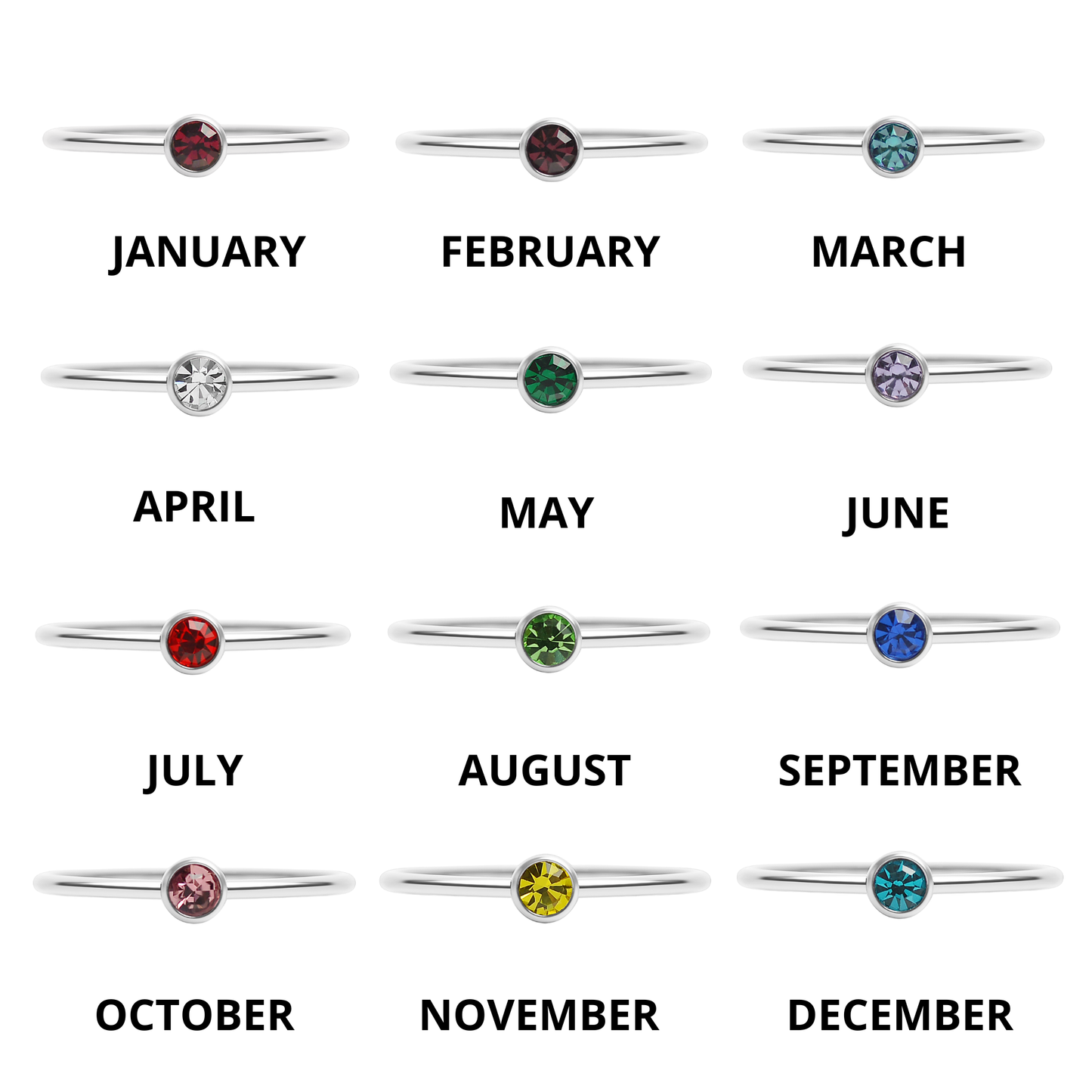 Stainless Steel Birthstone Stacking Ring: March / 7