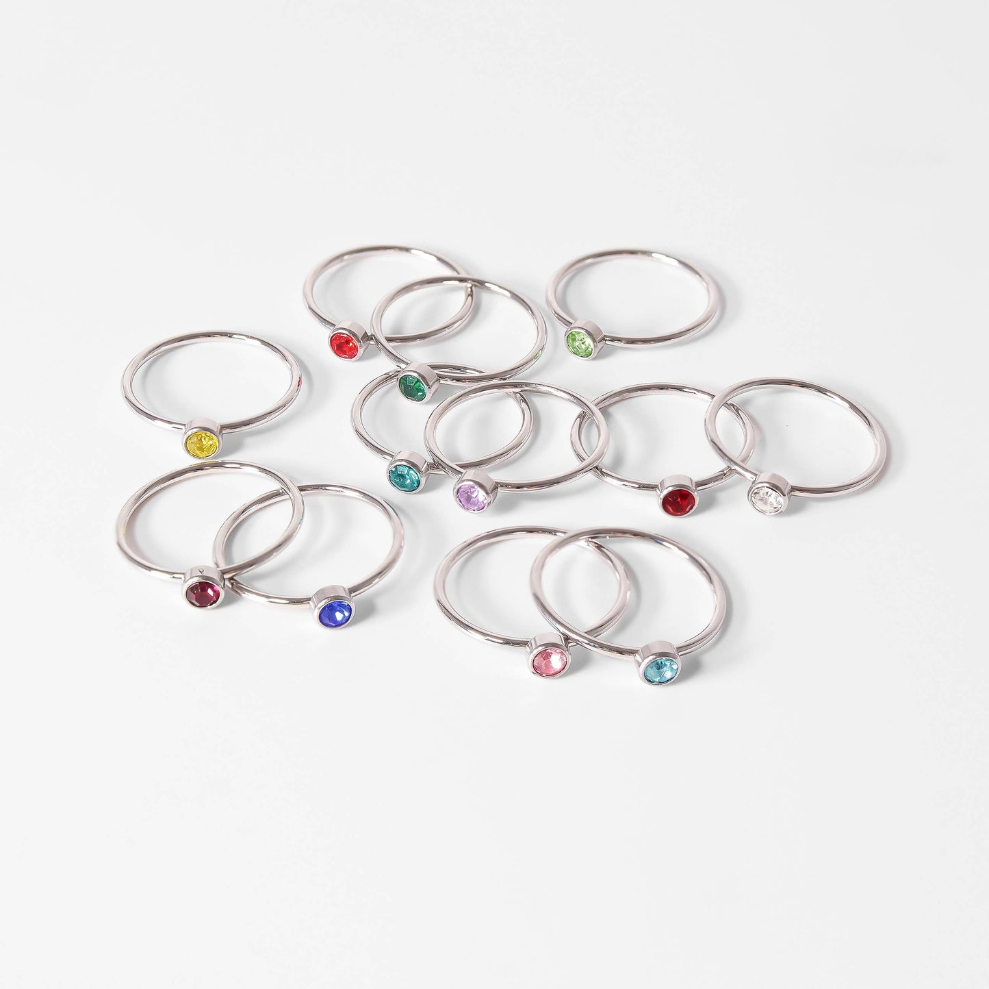 Stainless Steel Birthstone Stacking Ring: March / 7