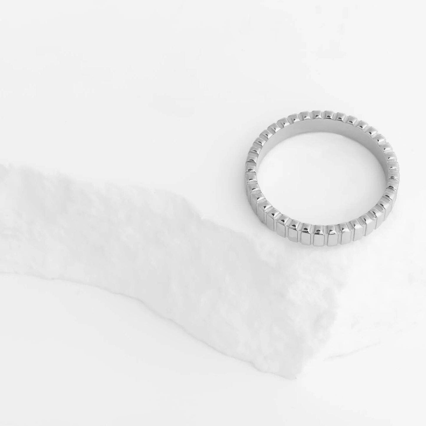 18K Gold PVD Stainless Steel Fluted Stacking Ring: Gold / 7