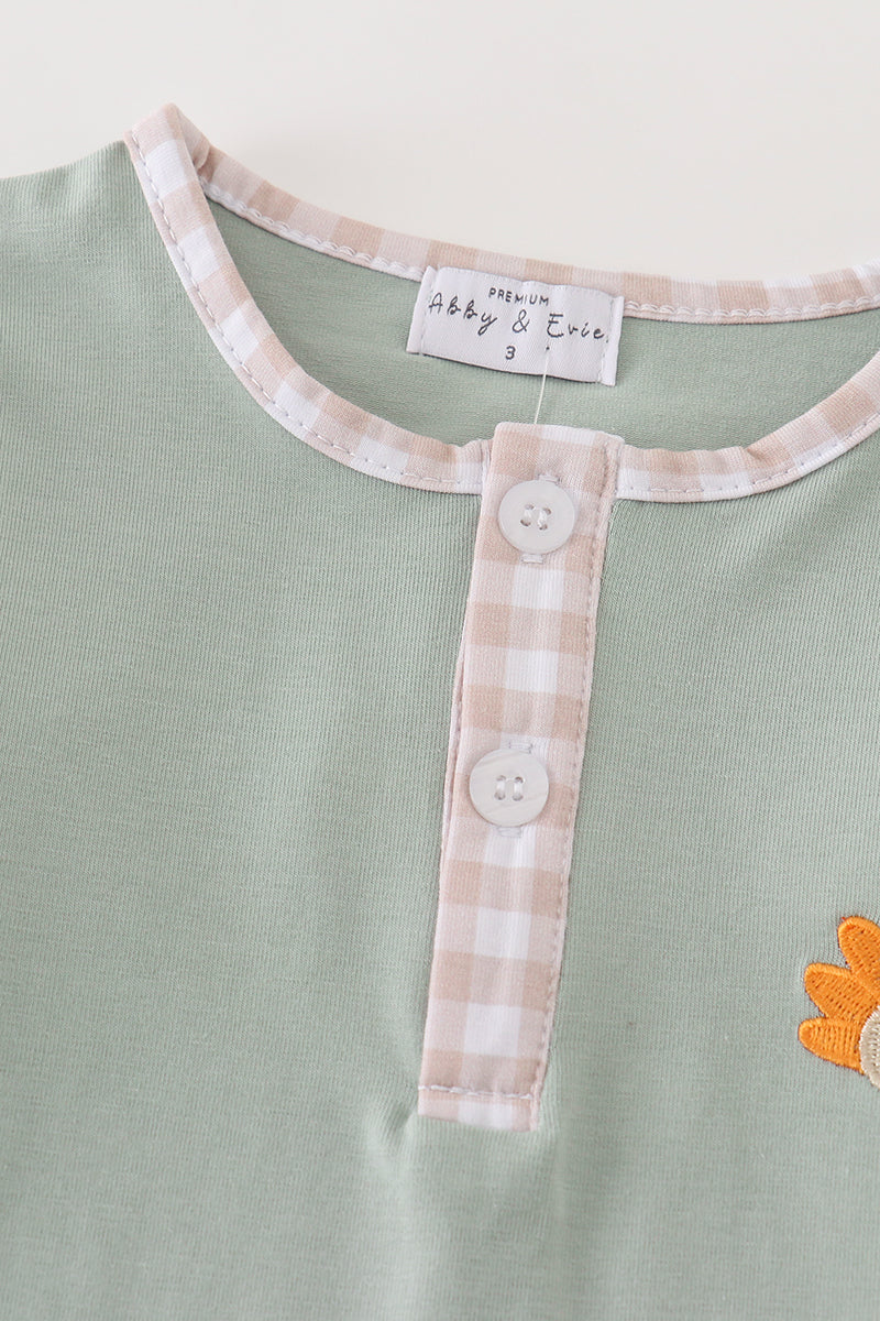 Premium Green turkey embroidery boy top