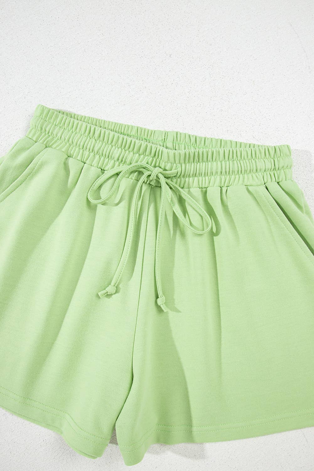 Solid Loose V-Neck Half Sleeve Tee and Shorts Set: Green / Missy / L