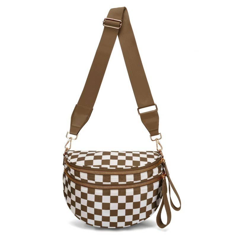CROSSBODY ZIPPER REMOVAL STRAP SLING BUM BAG | 40P593: Brown
