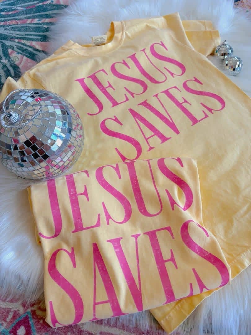 Jesus Saves Tee: Green / M