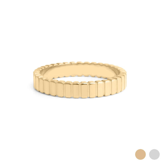 18K Gold PVD Stainless Steel Fluted Stacking Ring: Gold / 7