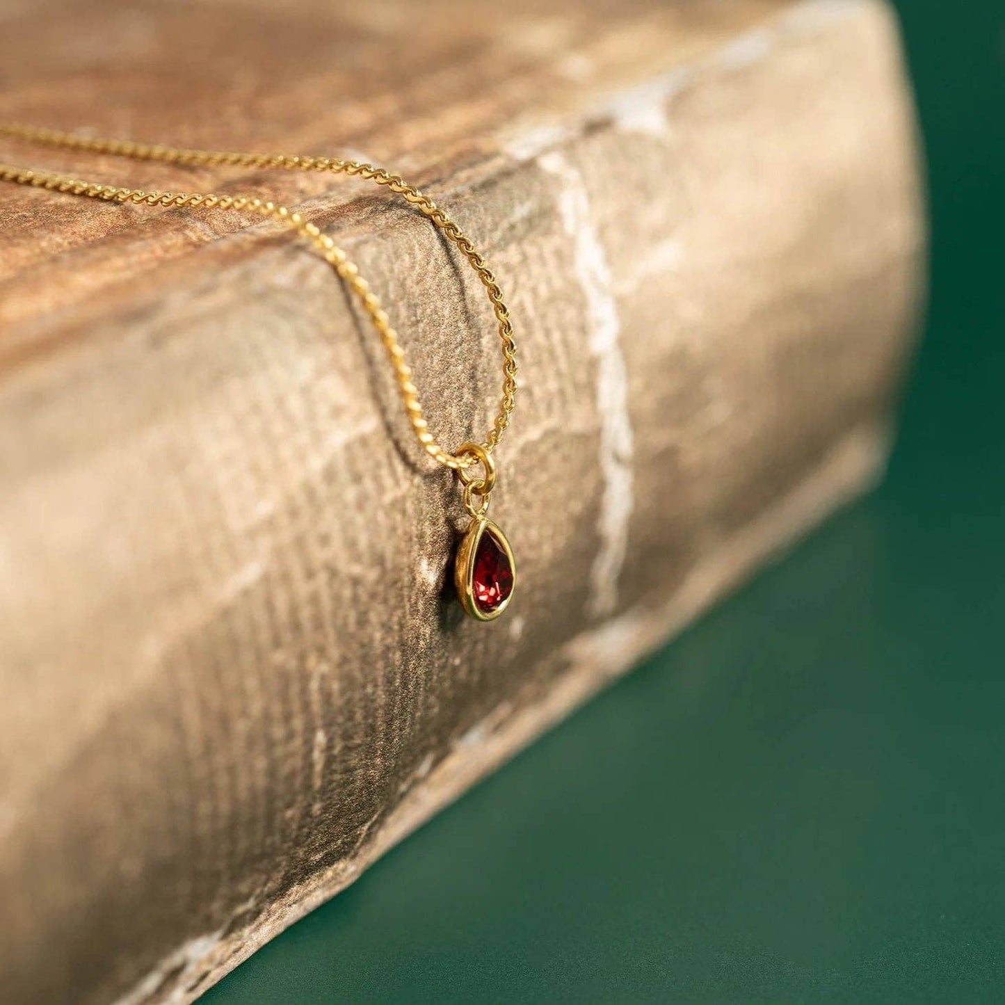 18K Gold PVD Teardrop Birthstone Charm: January
