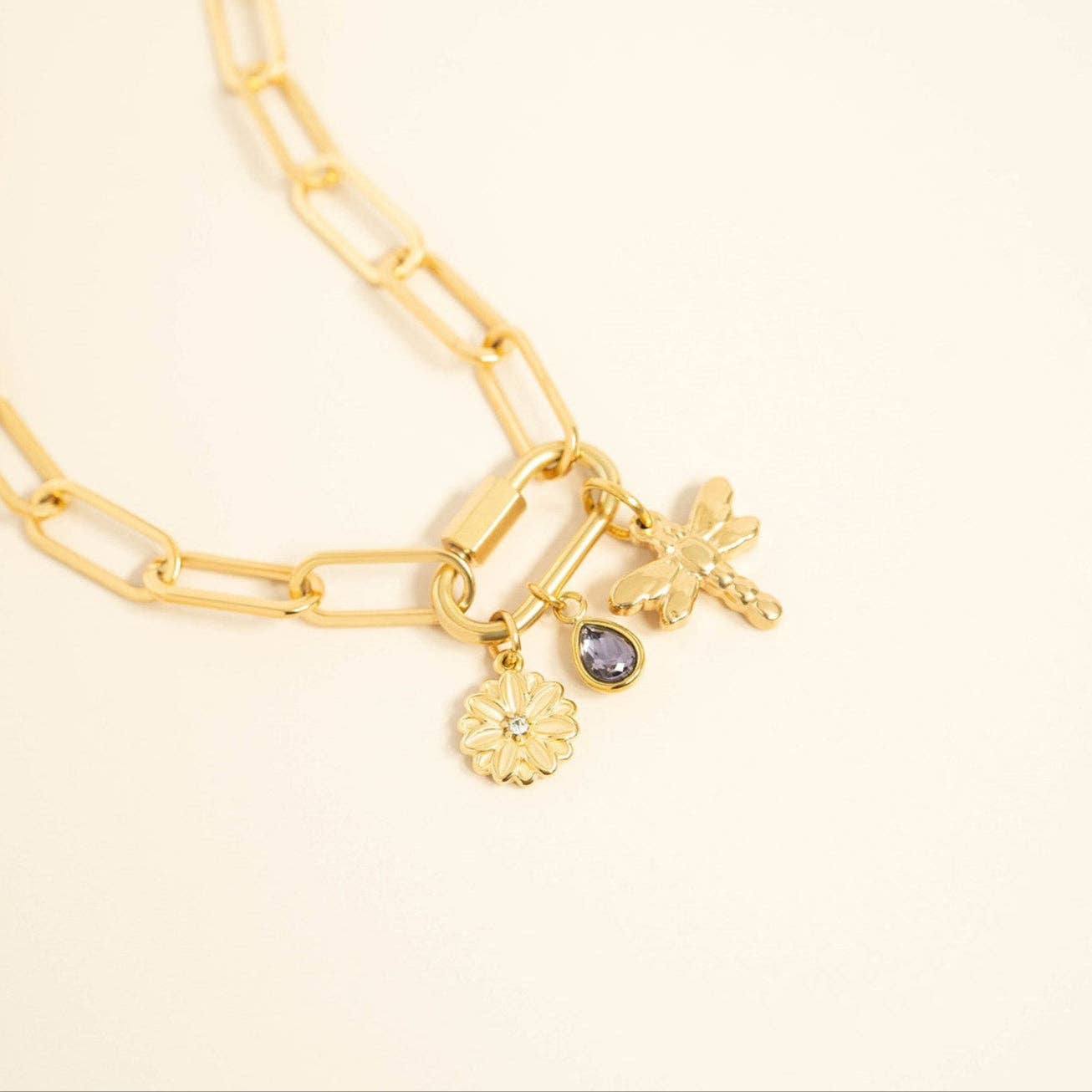 18K Gold PVD Teardrop Birthstone Charm: August