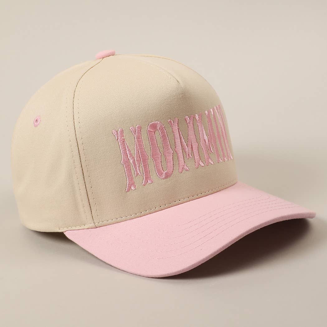 MOMMIN' Letter Embroidery Two-Tone Trucker Hat: Black / ONE SIZE