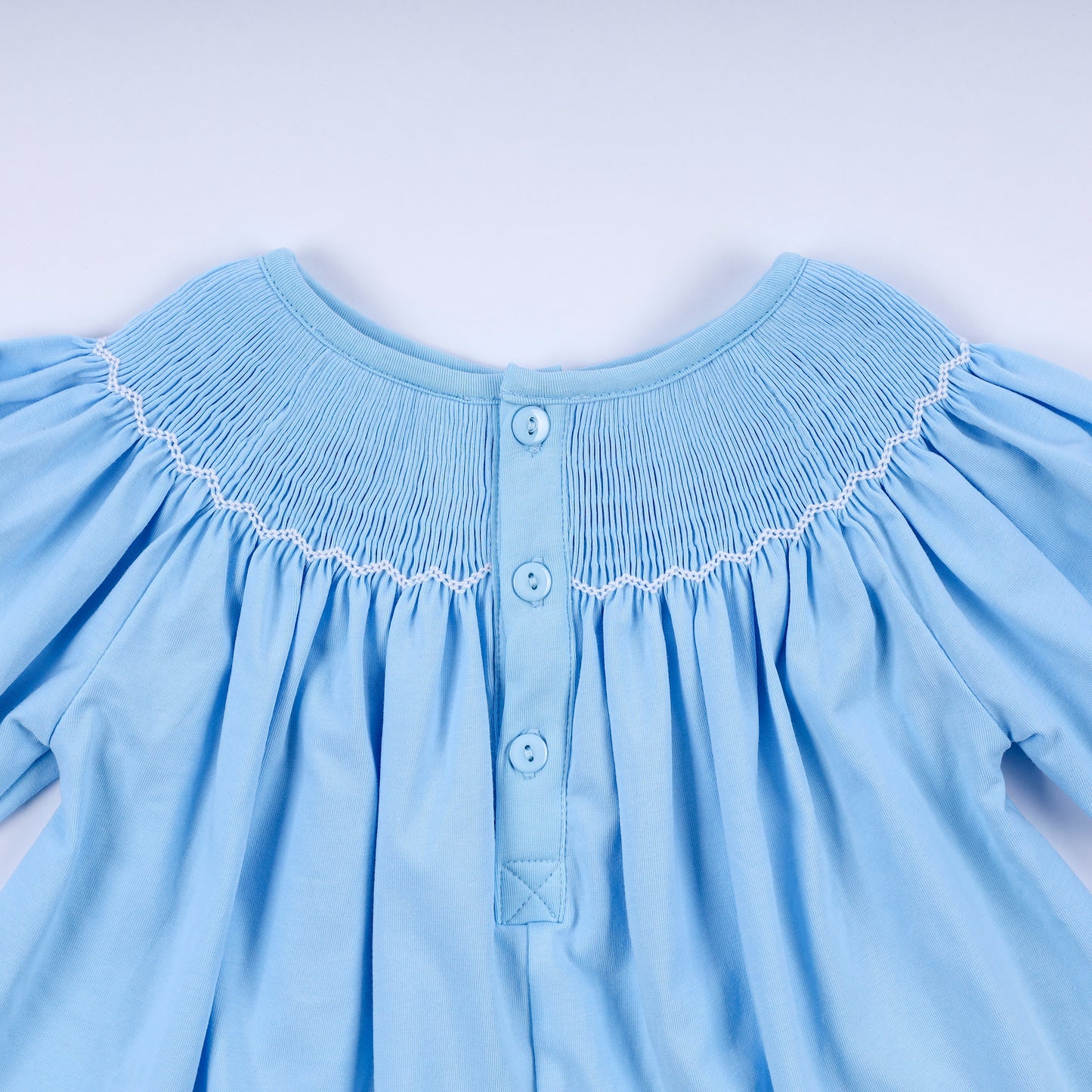 Blue nativity hand smocked bloomer set